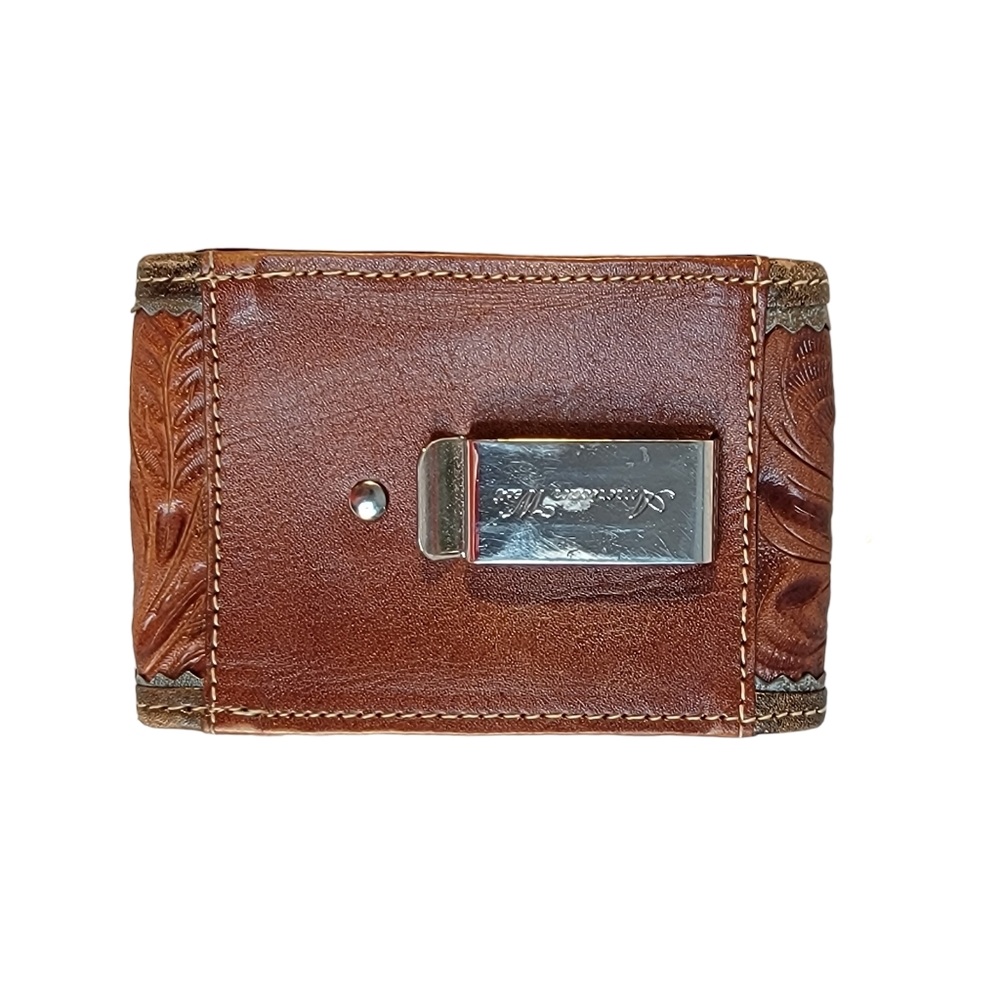 Amwrican West Hand Tooled Embossed Leather Worked Cell Cigarette Pouch - Picture 2 of 15